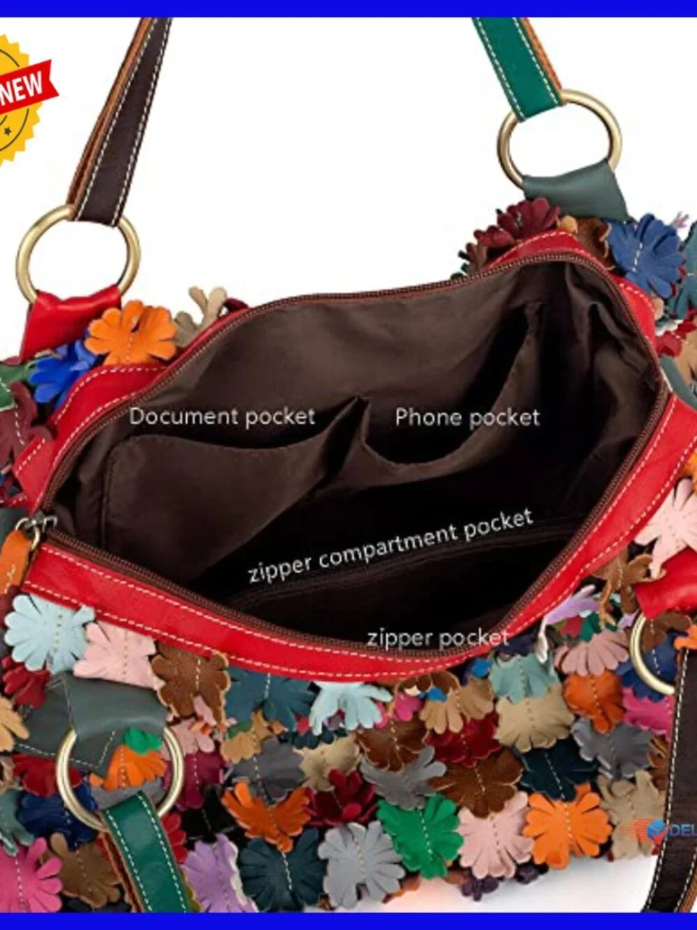 Leather Hobo Tote Shoulder Bag Adjustable Strap Zipper Closure